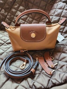 Longchamp Sand Color (Golden beige) Mini Bag with Removable Strap NWT